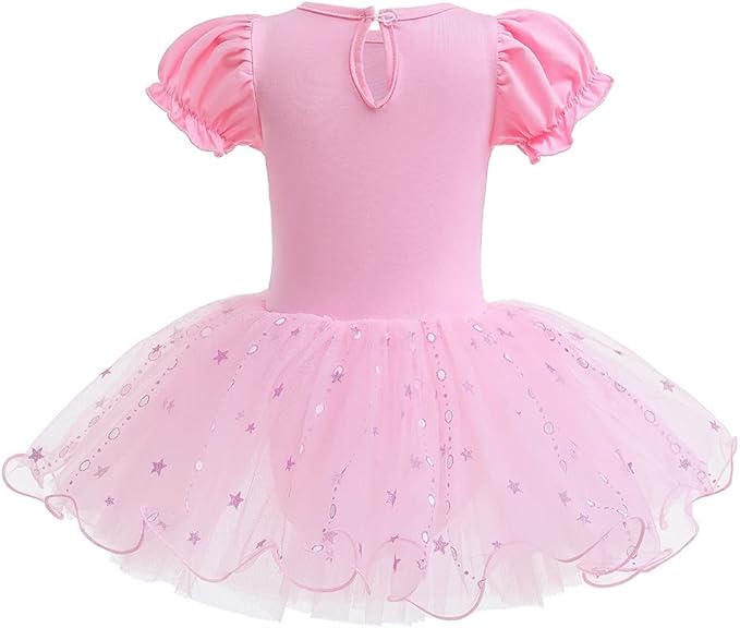 DYMCII Baby Girls Princess Ballet Dress Short Sleeve Leotards Skirted Tutu Dancewear Halloween Christmas Party Fancy Costume