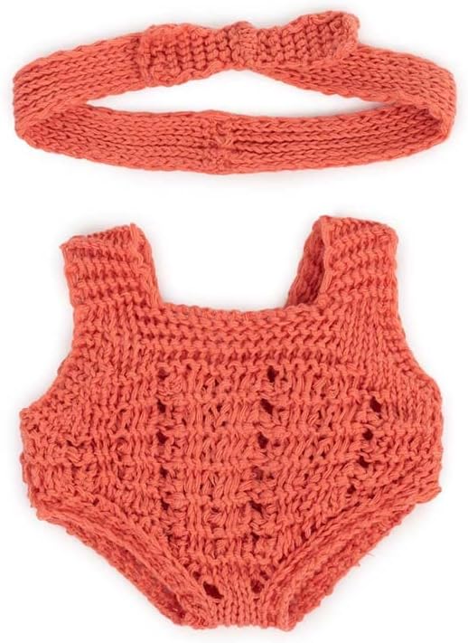 Miniland Clothes for Dolls 8 1/4'' Knitted Outfit Rompers & Headband - ECO, Made in Spain, Quality, Role Play, Educational