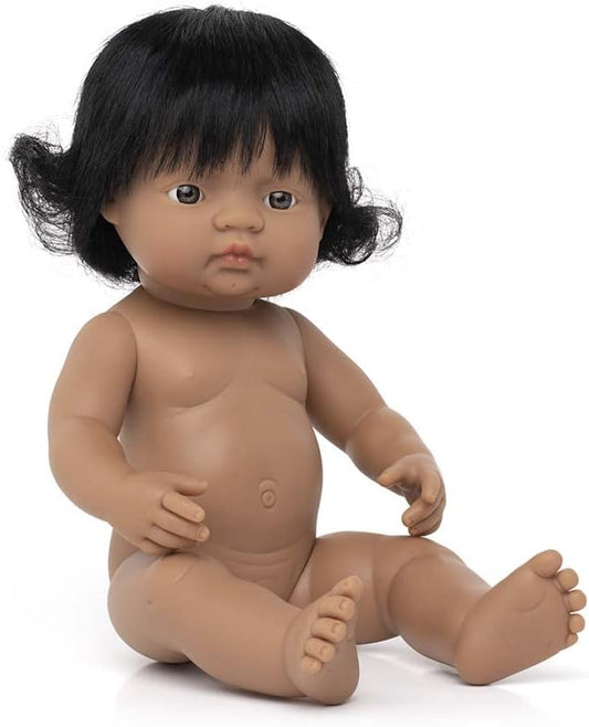 Miniland Doll 15'' Hispanic Girl (Polybag) - Made in Spain, Anatomically Correct, Quality, Inclusion