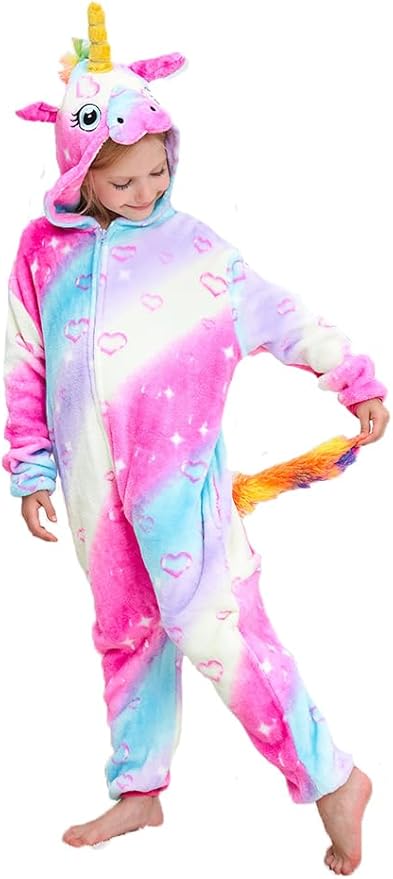 Kids Unicorn Onesie Pajamas One-Piece Cosplay Costume Animal Sleepwear Girls And Boys