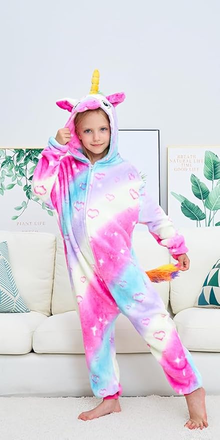Kids Unicorn Onesie Pajamas One-Piece Cosplay Costume Animal Sleepwear Girls And Boys