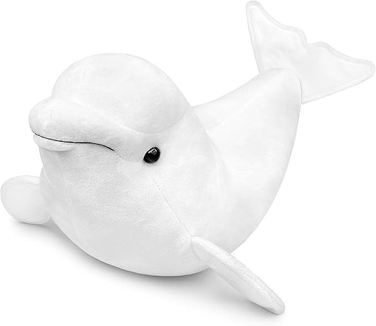 Simulation Bowhead Whale Plush Toy - Black Long Lifelike Whale Stuffed Toys, Super Soft Realistic Sea Simulation Balaena Mysticetus Dolls Plush Gift Collection for Kids, 17Inches (20in Beluga)