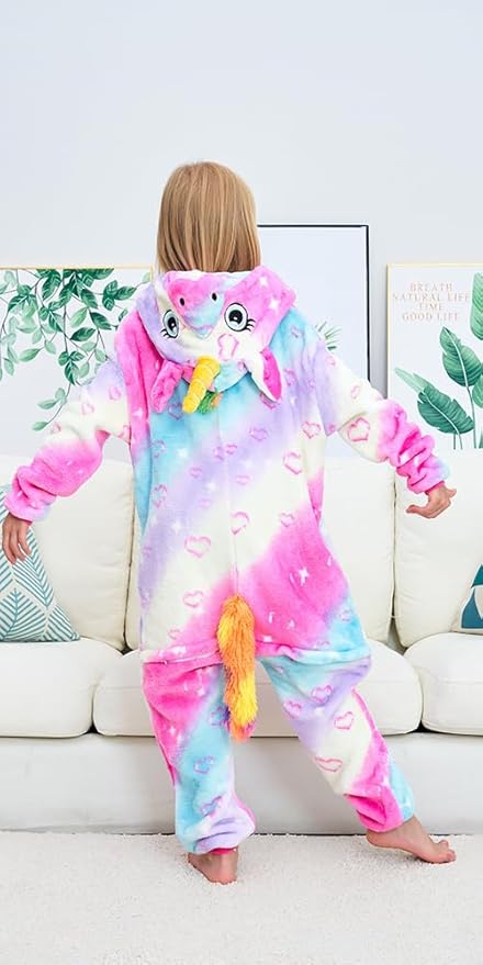 Kids Unicorn Onesie Pajamas One-Piece Cosplay Costume Animal Sleepwear Girls And Boys