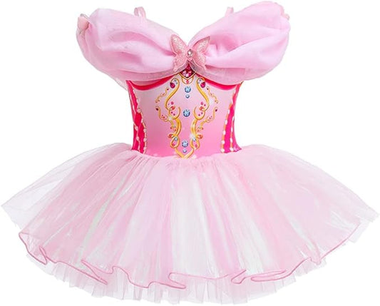 DYMCII Baby Girls Princess Ballet Dress Short Sleeve Leotards Skirted Tutu Dancewear Halloween Christmas Party Fancy Costume