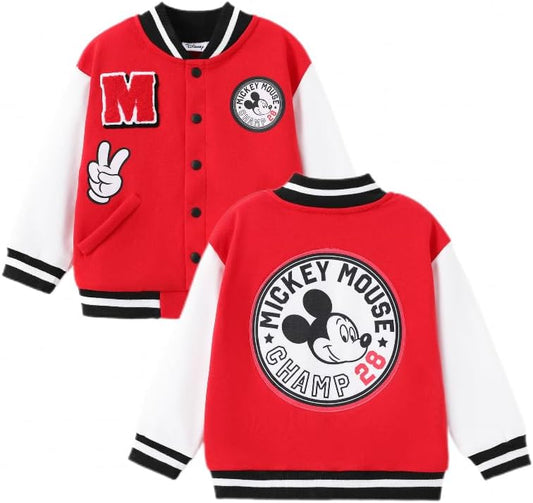 Disney Minnie Mickey Stitch Princess Frozen Elsa Marvel Jacket Lightweight Coat Button up Color Block Sweatshirt 2-14 Years