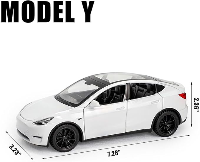 1/24 Model Y Toy Cars Alloy Diecast Model Car, Pull Back Mo-del Y Car with Light, Big Mo-del Y Diecast Cars Toy Suitable for Kids Adults Birthday Gift (White)