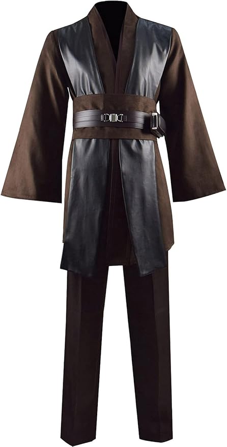 Adult Tunic Costume Men's Brown Hooded Robe Tunic Uniform Full Set Halloween Cosplay Costume