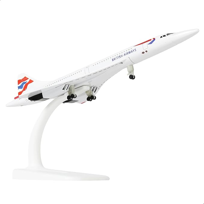 1/300 Scale Concorde for British Airways Diecast Metal Airplane Model Kit with Stand Concorde Model Plane for Creative Desktop Decorations or Aircraft Gifts(7.9-Inch L)