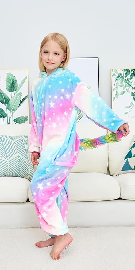 Kids Unicorn Onesie Pajamas One-Piece Cosplay Costume Animal Sleepwear Girls And Boys