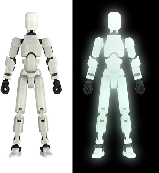 MerryXD T13 Action Figure,Assembly Completed Dummy Nova Titan Lucky 13 Action Figure 3D Printed Multi-Jointed Movable Toy Grow in The Dark White