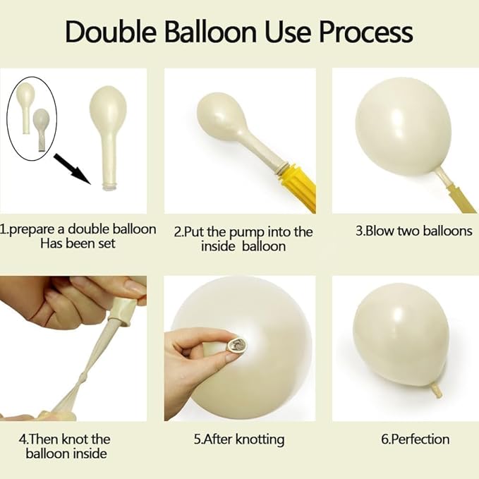 Pearl Balloon Garland Double Stuffed Pearl White Cream Ivory Sand White Pastel Balloons Arch Kit for Wedding Bridal Baby Shower Neutral Anniversary Birthday Party Decorations