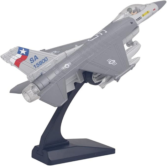 Ailejia Diecast F 16 Fighting Falcon Airplane Model Aircraft Army Air Force Toys Military Plane Pull Back with Lights and Sounds (F 16 Grey)