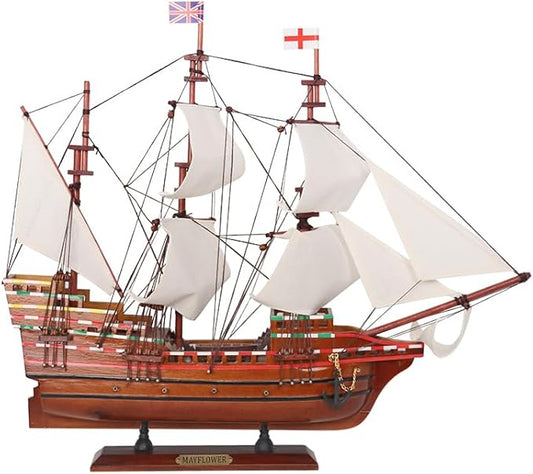 20" Wooden Mayflower Sailing Ship Model, Nautical Decor for Home, Thanksgiving Gift, Sailboat Decor, Maritime Gift, Nautical Christmas Boat Present
