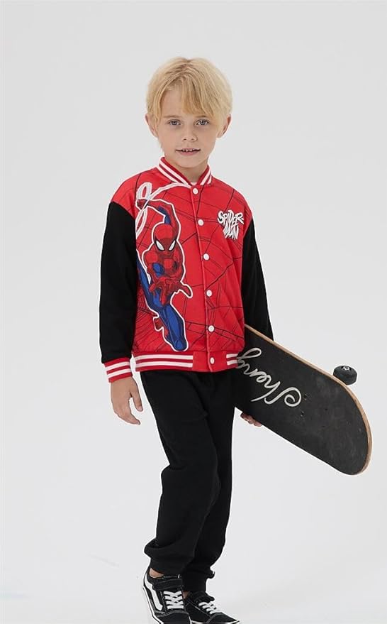 Disney Minnie Mickey Stitch Princess Frozen Elsa Marvel Jacket Lightweight Coat Button up Color Block Sweatshirt 2-14 Years