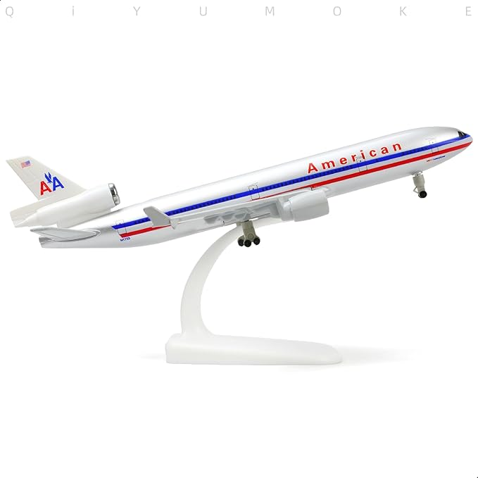 MD-11 American 1/300 Diecast Metal Airplane Model with Stand -Alloy Airplane Model for Adult(N1753) -8.3 inches Aircraft Model for Aviation Enthusiasts Gifts, Display Decorations