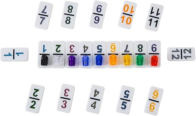 Mexican Train Dominoes with Numbers Double 12 Colored Numerical Dominoes Mexican Train Game Set 91 Tiles Dominoes with 9 Trains, Scoreboard, Octagon Shape Hub and Aluminum Case