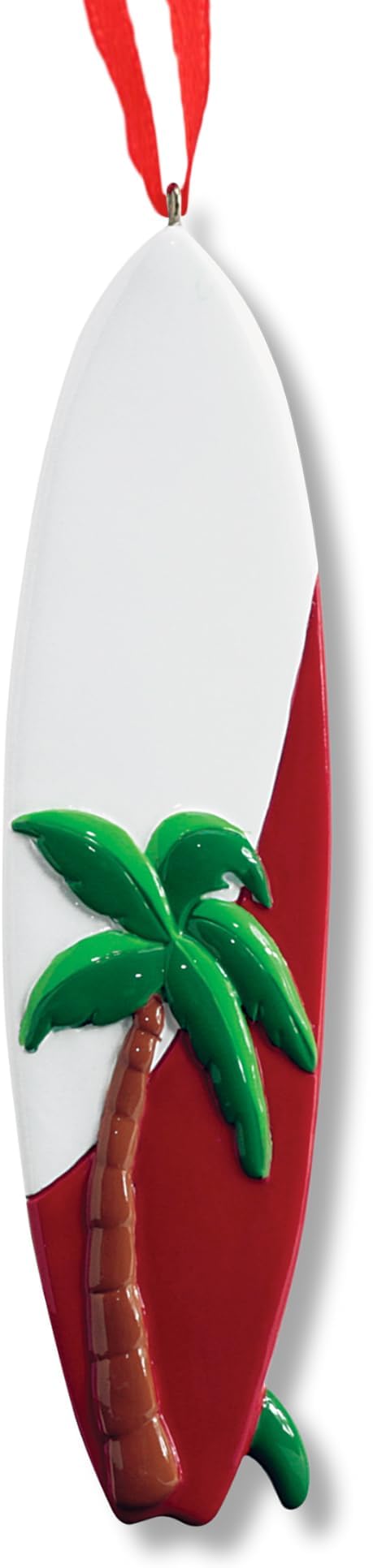 Ornaments by Elves - Personalized Surfboard with Palm Tree Christmas Ornaments - Beach Decorations Surf Hawaiian Paddle Board Surfer Coastal Decor and Summer Vibes in a Giftable Packaging
