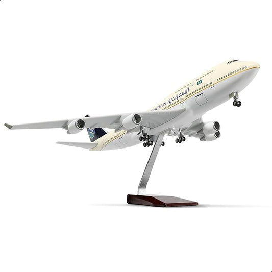 1/160 Saudi Arabian 747 Large Scale Model Airplane with Stand for Boeing 747-400 Pre-Build Model Plane Kits for Adult (17-inch L) Aviation Enthusiasts Aircraft Gifts or Airplane Collections