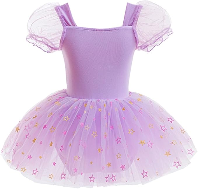 DYMCII Baby Girls Princess Ballet Dress Short Sleeve Leotards Skirted Tutu Dancewear Halloween Christmas Party Fancy Costume