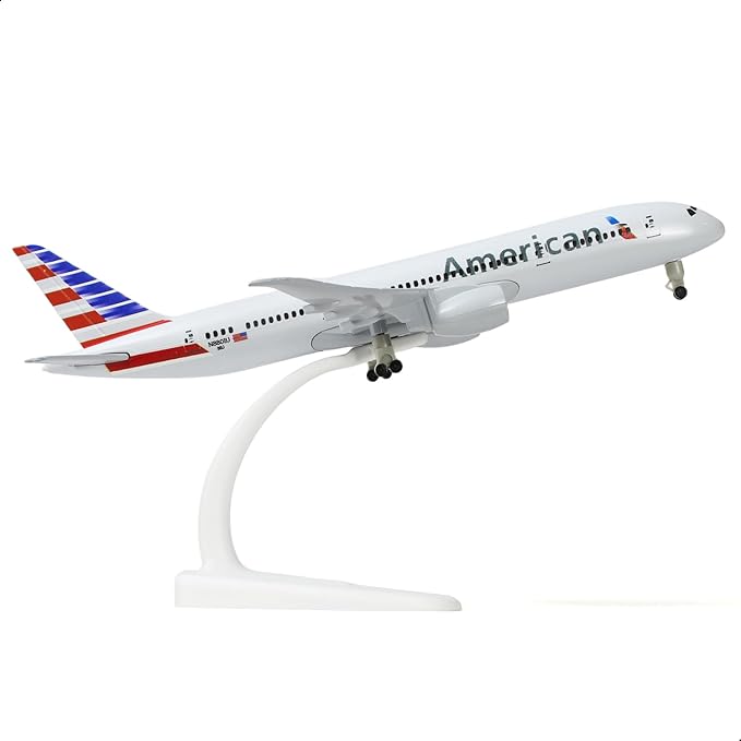 1/300 American 787 Diecast Metal Airplane Model Kits for Boeing 787 Model Plane with Display Stand (7.5-inch L) for Adult Aviation AA Plane Models Gifts or Desktop Decorations