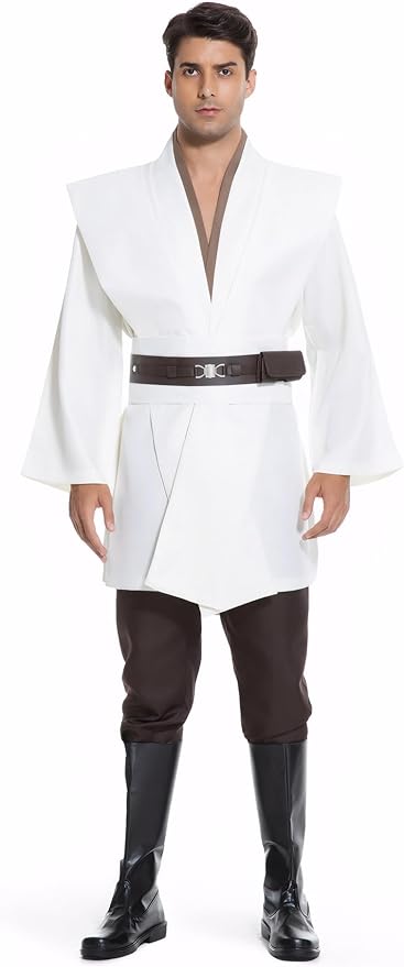 Men's Hooded Robe Tunic Cosplay Costume Knight Cloak Tunic Uniform Pants with Belt Full Set Halloween Outfits