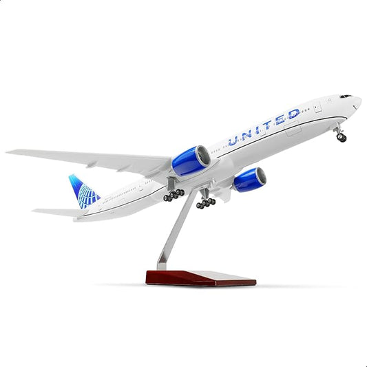1/150 Boeing 777-300ER United 18.5 inchs Large Model Diecast Airplane Model Kits with Stand Airlines Models Display Collectible for Aviation Enthusiast Gift