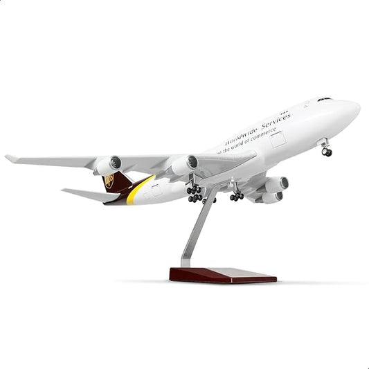 for UPS 1/160 747 Large Scale Model Airplane with Stand for Boeing 747-400 Pre-Build Aircraft Model Kit for Adult (17-inch L) Aviation Enthusiasts Cargo Plane Gift or Airplane Collections