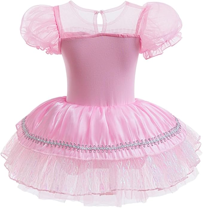 DYMCII Baby Girls Princess Ballet Dress Short Sleeve Leotards Skirted Tutu Dancewear Halloween Christmas Party Fancy Costume
