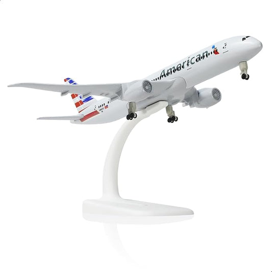1/300 American 787 Diecast Metal Airplane Model Kits for Boeing 787 Model Plane with Display Stand (7.5-inch L) for Adult Aviation AA Plane Models Gifts or Desktop Decorations