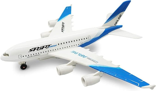 OTONOPI Airplane Toys A380 for Kids Bump and Go Pull Back Airlines Die Cast Metal Airbus Plane Toy with Lights and Sounds Model Airplane Toy for Boys & Girls Christmas Birthday Gift and Collections