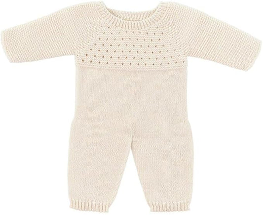 Miniland Clothes for Dolls 15 3/4'' Knitted Pajama White Color - ECO, Made in Spain, Quality, Role Play, Educational