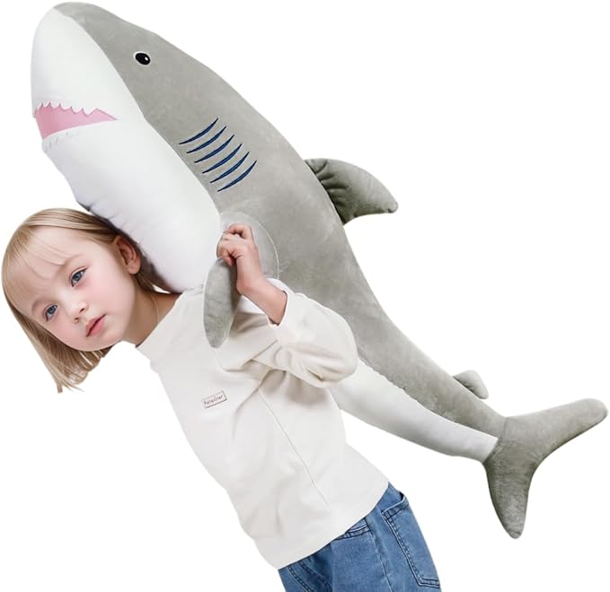 40 Inch Giant Shark Stuffed Animal Large Soft Body Plushies,Cute Big Shark Doll Pillow Plush Toy,Gift for Boy Girl Kids Birthday Valentines
