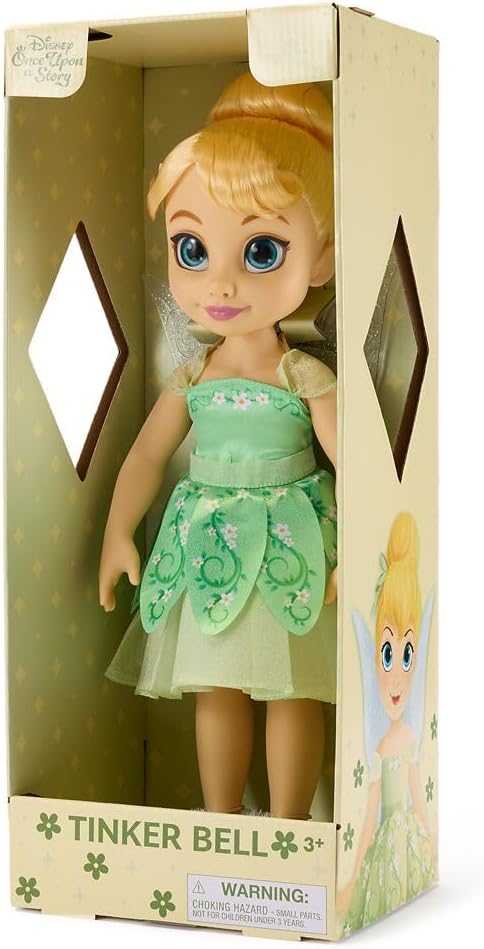 Disney Store Official Tinker Bell Once Upon a Story Doll - 16 Inch Disney Princess Toys Featuring Reflective Eyes with 3D Pupil and Iris, Detailed Costume, Hair Comb & Shoes - Comes in Display Box