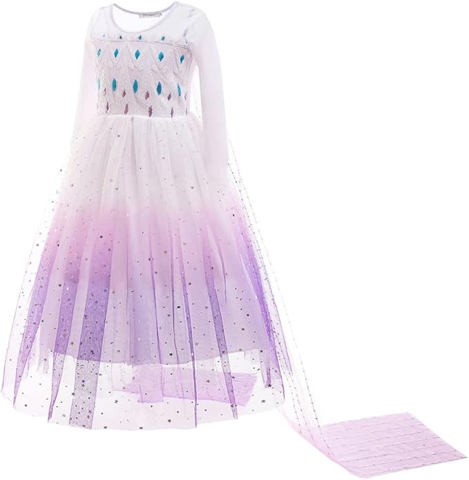 REXREII Princess Dress for Girls Halloween Party Cosplay Dress Up Frozen Elsa Snow Queen Costume Christmas Birthday Gown