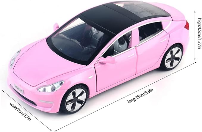 1:32 Scale Model 3 Alloy Car Model Diecast Toy Vehicles for Kids, car Model Toy，Pull Back Alloy Car with Lights and Music,Mini Vehicles Toys for Kids Gift ，Children Birthday Gift.(Pink)