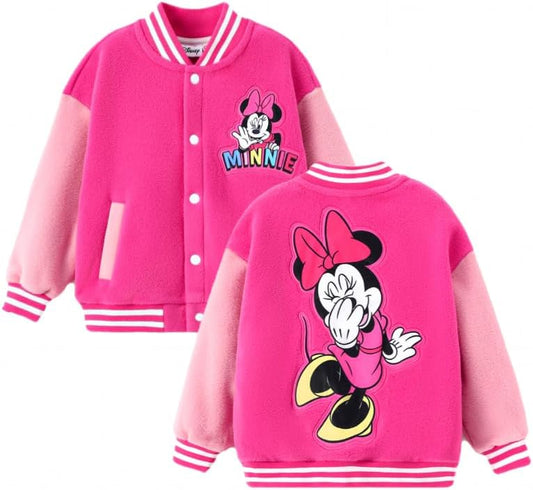 Disney Minnie Mickey Stitch Princess Frozen Elsa Marvel Jacket Lightweight Coat Button up Color Block Sweatshirt 2-14 Years
