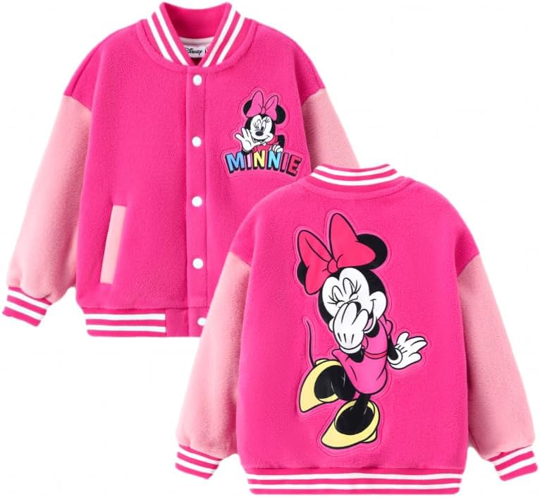 Disney Minnie Mickey Stitch Princess Frozen Elsa Marvel Jacket Lightweight Coat Button up Color Block Sweatshirt 2-14 Years