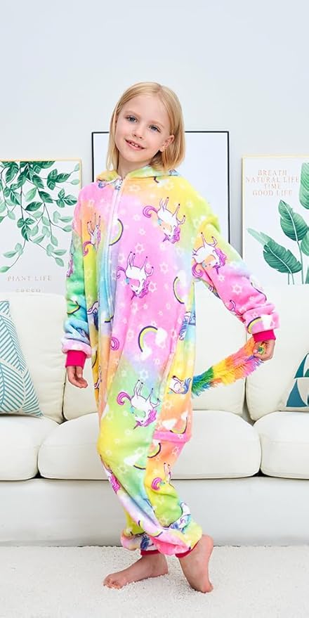 Kids Unicorn Onesie Pajamas One-Piece Cosplay Costume Animal Sleepwear Girls And Boys