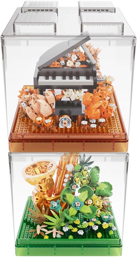 Musical Instruments Micro Blocks Building Sets,Classical Famous Building Block Set,1500 PCS for Adults and Kids,Piano and Saxophone with Clear Plastic Cover