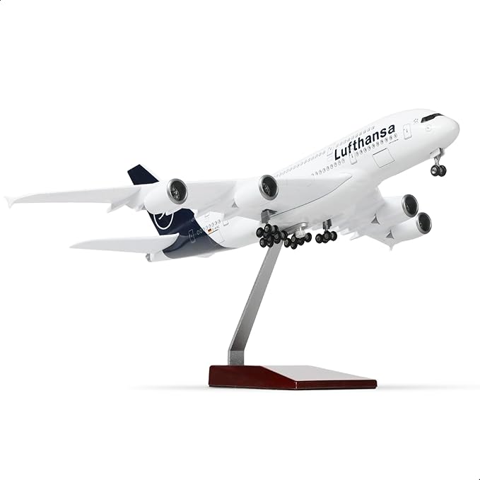 1/200 Germany A380 Model Plane Diecast Airbus A380 Model Airplane with Stand (14 in-L) Pre-Built Model kit for Adult -Aviation Creative Gifts, Tabletop Collection Display
