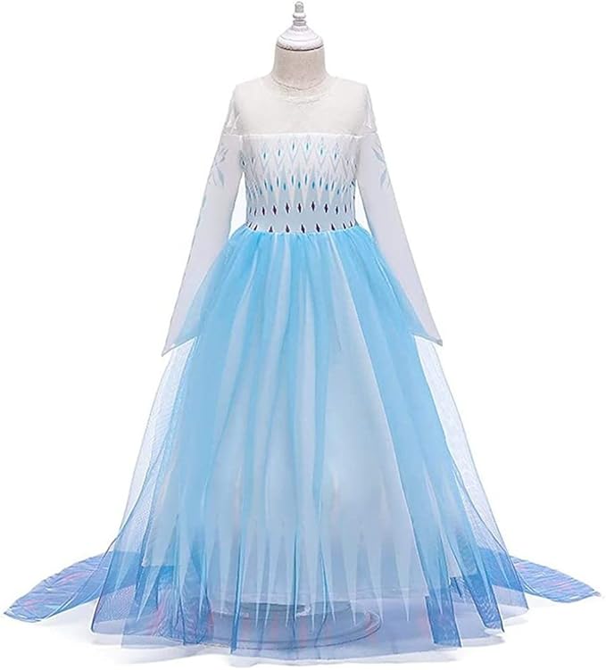 REXREII Little Girls Princess Dress Frozen Elsa Costume Halloween Cosplay Christmas Birthday Party Gown w/Accessories