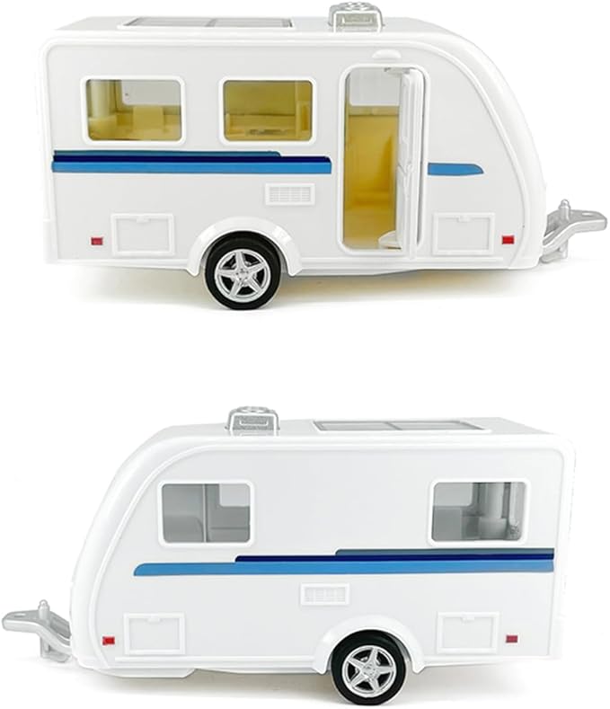 2 Doors Wrangler Rubicon SUV Model Car Trailer Towing Toy Camper RV Motorhome Toys for Boys, Doors Open, 1/36 Scale Diecast Metal Toy Cars, 3 4 5 6 7 Year Old Kids Gifts Cake Topper Home Office Decor