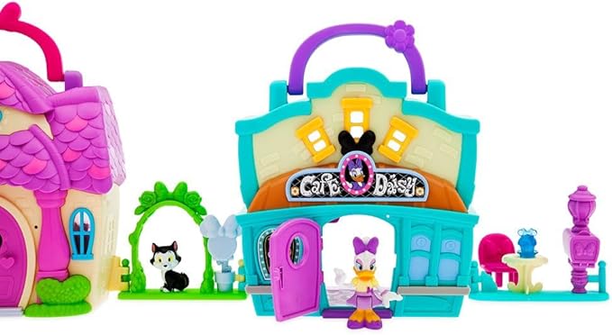 Disney Store Action Toys Daisy Duck Café Playhouse Play Set - Interactive Play House Junior Mickey Mouse Toys - Poseable Daisy Figure, 15-Piece Set, Perfect for Toddlers