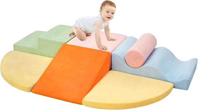 Climbing Toys for Toddlers, Toddler Climbing Toys Indoor, 7-Piece Soft Foam Climb Blocks Set, Toddler Playtime Corner Climber Indoor Foam Play Gym for Crawling and Sliding