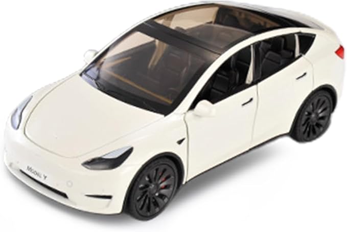 1/24 Model Y Toy Cars Alloy Diecast Model Car, Pull Back Mo-del Y Car with Light, Big Mo-del Y Diecast Cars Toy Suitable for Kids Adults Birthday Gift (White)