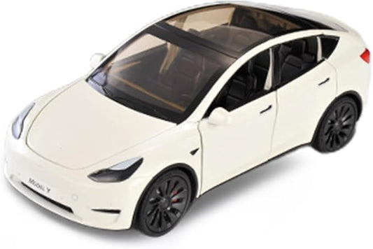 1/24 Model Y Toy Cars Alloy Diecast Model Car, Pull Back Mo-del Y Car with Light, Big Mo-del Y Diecast Cars Toy Suitable for Kids Adults Birthday Gift (White)