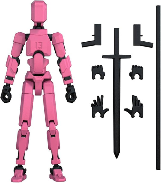 MerryXD T13 Action Figure,Assembly Completed Dummy Nova Titan Lucky 13 Action Figure 3D Printed Multi-Jointed Movable Toy Pink