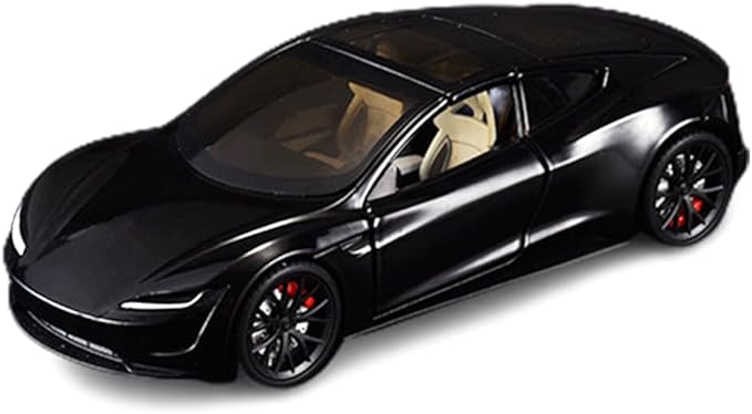 1/24 Diecast Roadster Model Car with Pull Back Function, Sound and Light, Alloy Metal Vehicles Roadster Toy Cars Ideal Collectible for Kids Adults Enthusiasts, Great Birthday Gift (Black)