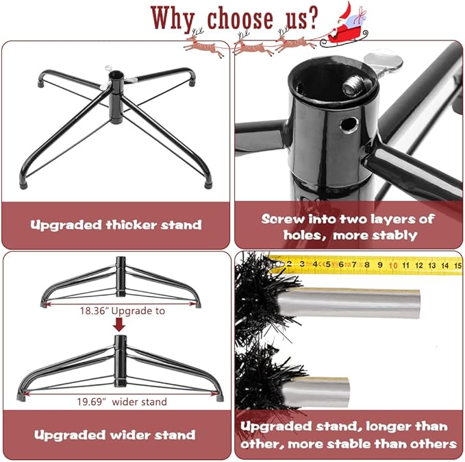 Bonnlo 5ft Artificial Christmas Tree, Unlit Pine Tree with Sturdy Metal Stand, 850 Tips for Indoor Outdoor Holiday Decor