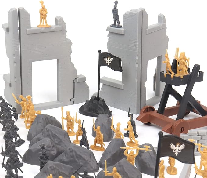 OTONOPI Toy Soldiers Medieval Plastic Knight Action Figure Castle Playset Classic Army Men Military Toys Mini Ancient Soldiers Warriors 250PCS with Carrying Bags